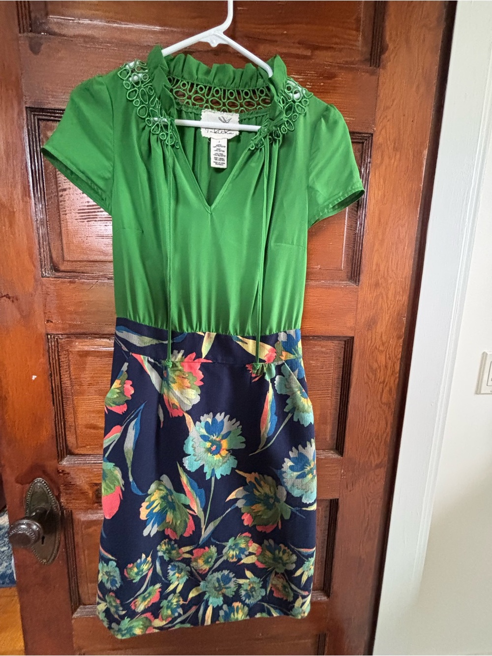 Talitha Green Top with Navy Floral Skirt Dress